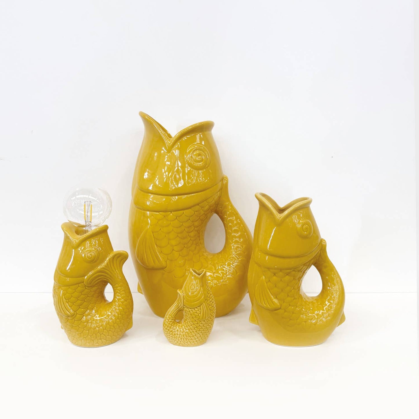 Keramikvas fisk liten saffran L8 2 P5 H12cm