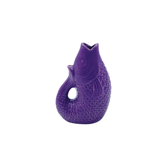 Vas keramisk fisk liten lila L8 2 P5 H12cm