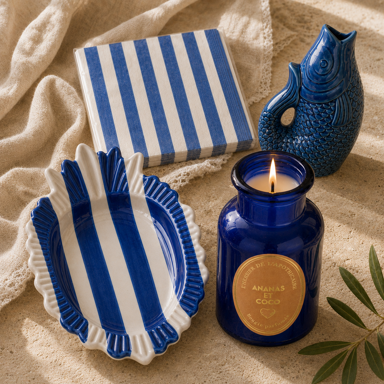 Coupelle Ex-Voto Rayée Bleu
