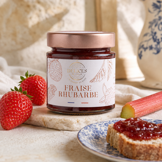 Confiture de Fraises et Rhubarbe från landsbygdens Frankrike